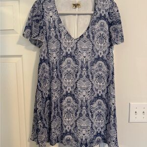 Show Me Your MuMu Blue Graphic Tunic Mini Dress